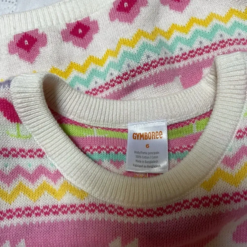 Gymboree Easter Bunny Fair Isle Knit Sweater Dress Size 6